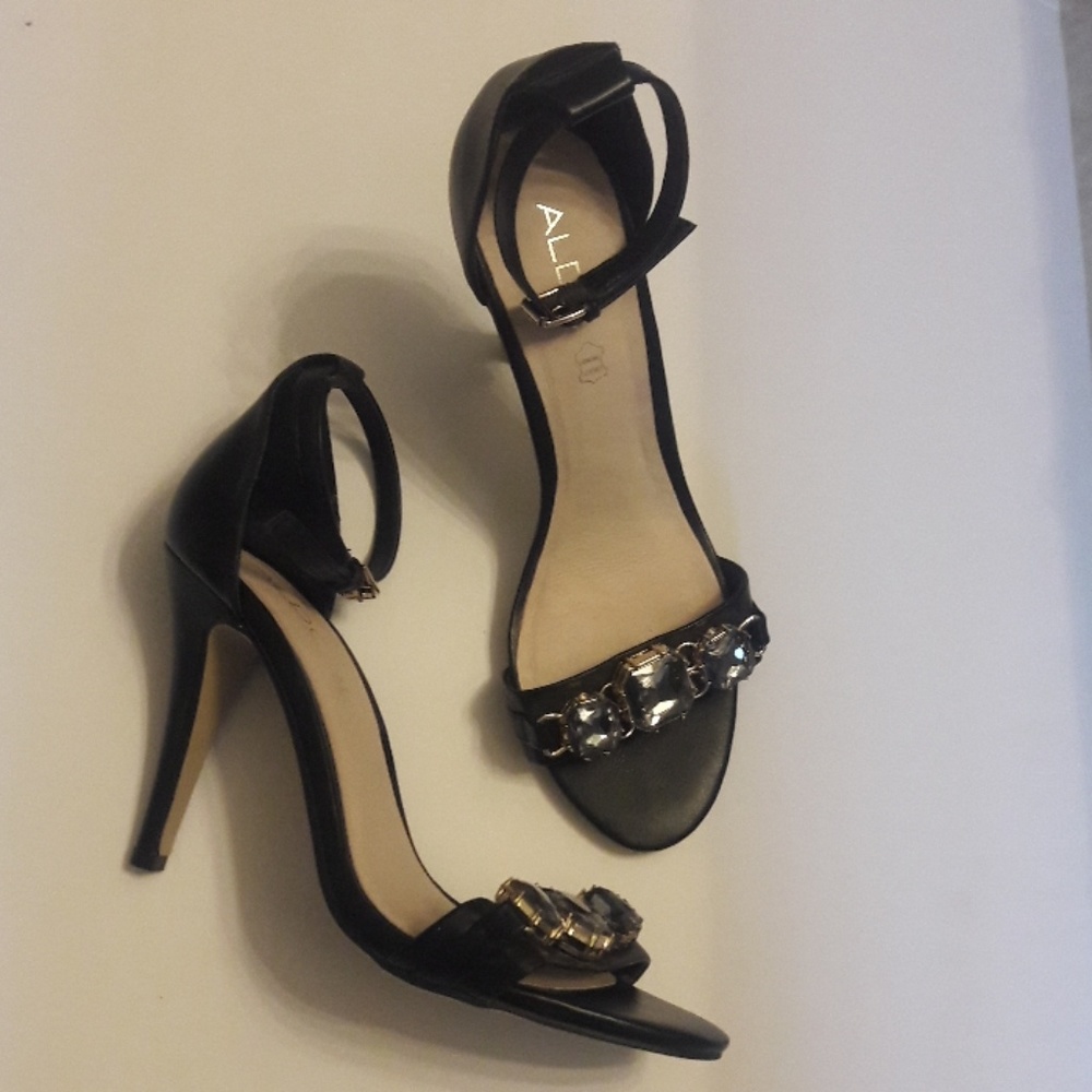 Aldo/Black/ Rhinestone/ Open Toe/ Pumps